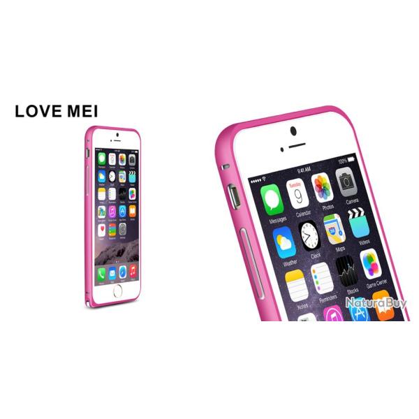 LOVE MEI Coque Bumper Aluminium Ultra Leger pour iPhone Samsung, Couleur: Fushia Dark Pink 3, Smart
