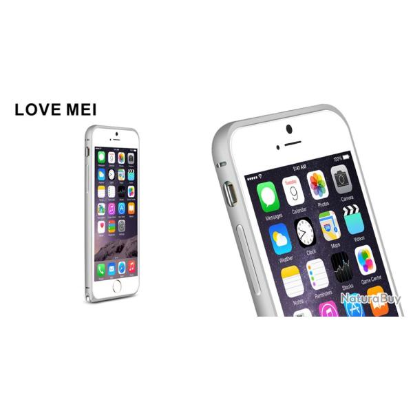 LOVE MEI Coque Bumper Aluminium Ultra Leger pour iPhone Samsung, Couleur: Argent Silver 7, Smartpho