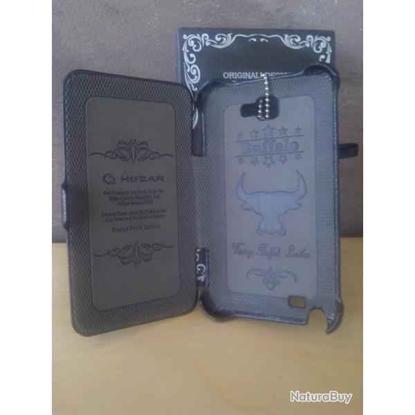 Hocar Coque Cuir Bison Samsung Galaxy Note N7000, Couleur: Noir, Smartphone: Galaxy Note N7000
