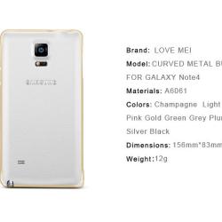 LOVE MEI Hippocampal Coque Bumper Aluminium Ultra Leger pour-Champagne 6-Samsung Galaxy Note 4 N910 