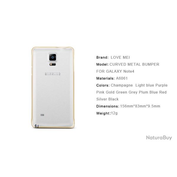 LOVE MEI Hippocampal Coque Bumper Aluminium Ultra Leger pour-Champagne 6-Samsung Galaxy Note 4 N910