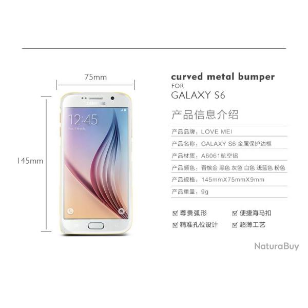 LOVE MEI Hippocampal Coque Bumper Aluminium Ultra Leger-Argent Silver 7-Galaxy S6 G920