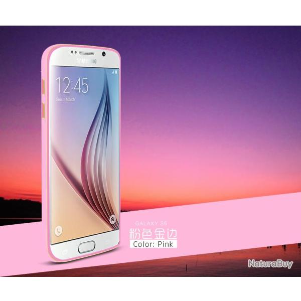 LOVE MEI Coque Bumper Aluminium Ultra Leger pour iPhone Samsung, Couleur: Rose Pink, Smartphone: Ga