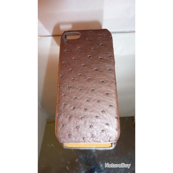 Coque Autruche Veritable iPhone, Couleur: Marron, Smartphone: Apple iPhone 6/6S