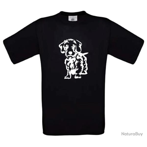 Tee-shirt Blanc, Beige ou Noir avec impression Teckel