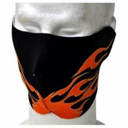 Demi Masque N&eacute;opr&egrave;ne Noir et Flamme biker Ski Surf Moto anti vent anti froid