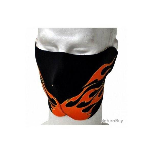 Demi Masque N�opr�ne Noir et Flamme biker Ski Surf Moto anti vent anti froid