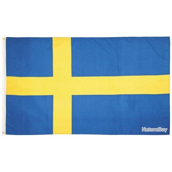Drapeau Su�dois en Tissu - Dimensions : 90 x 150 cm