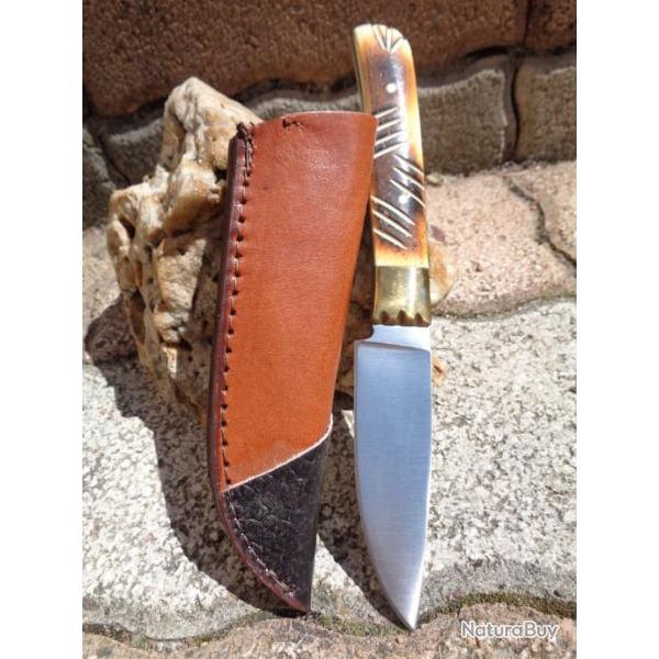 Couteau Poignard Frost Cutlery Chipaway Little Fox Skinner Bone Acier Carbone/Inox Etui FCW986TB