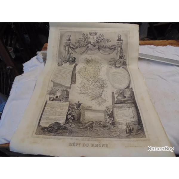 affichette d�partement du RH�NES papier ancien , �pais , non d�chir� Rh�nes