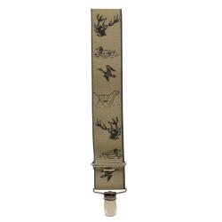 Bretelles pinces larges motif chasse polyester marron 110x3,5cm