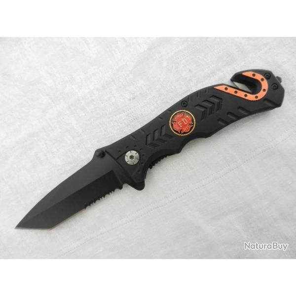 Couteau de poche tactique combat survie chasse police pompier militaire intervention FD