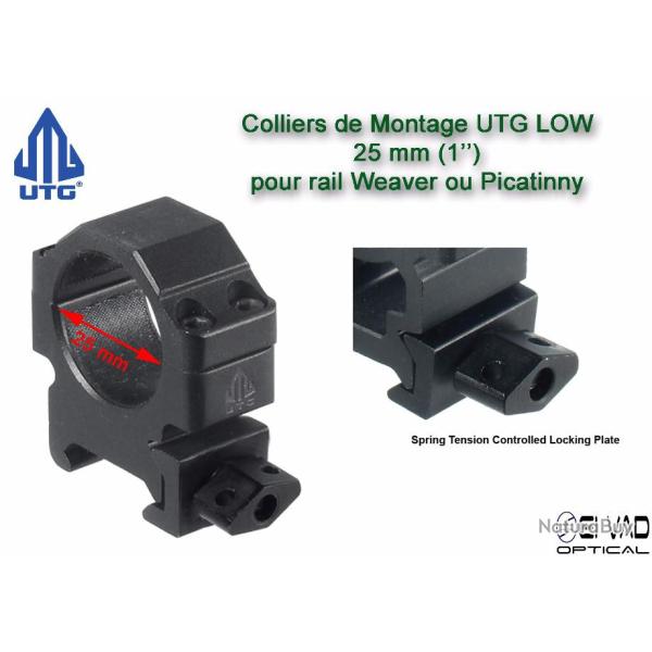 Colliers de montage UTG Low  - 25,4 mm pour rail de 21 mm