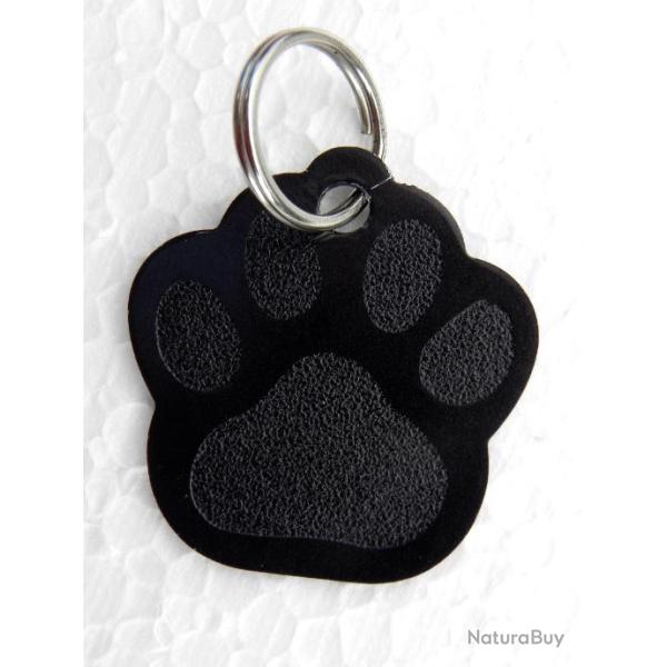 MEDAILLE Grav�e chien noire "patte" grand mod�le gravure, personnalisation offerte