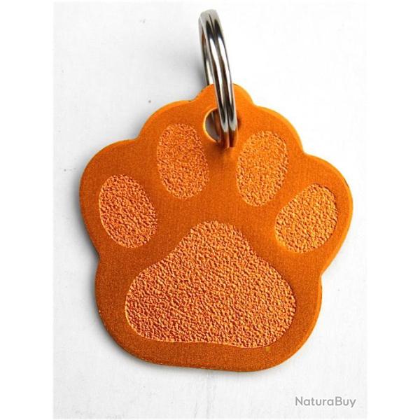 MEDAILLE Grav�e chien orange "patte" grand mod�le gravure, personnalisation offerte