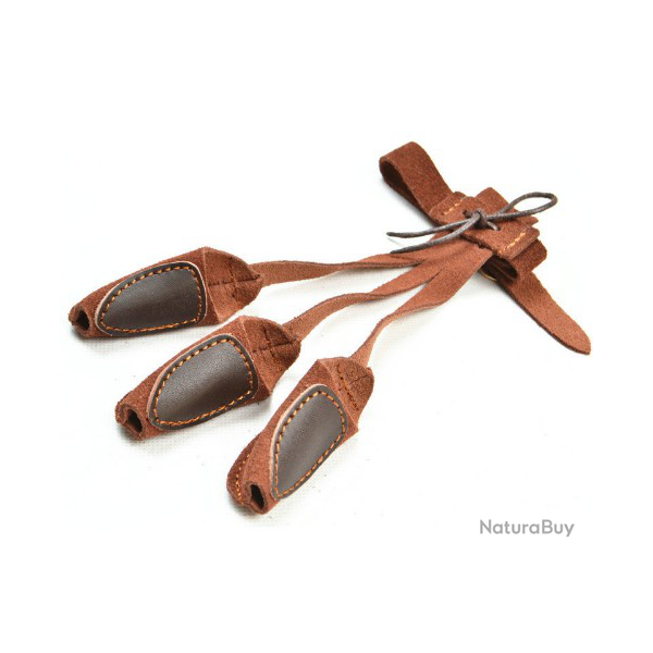 Protection 3 doigts lani�res cuir pour tir arc traditionnel