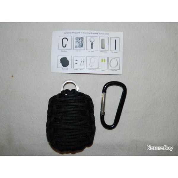 Kit de survie "grenade" EDC noir