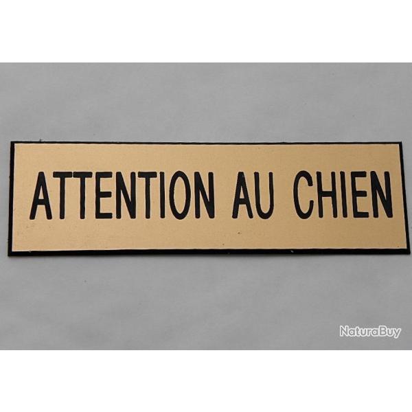 Plaque adh�sive "Attention au CHIEN " format 29 x 100 mm fond OR