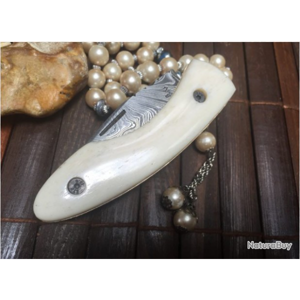 Couteau pliant Damas fait sur mesure (2)