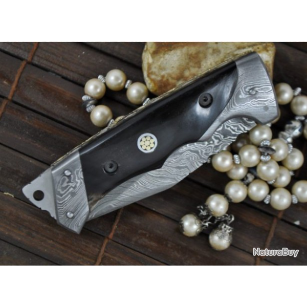 COUTEAU CRAN D'ARRET DAMAS ET CORNE - LIEN VIDEO !!! (3)