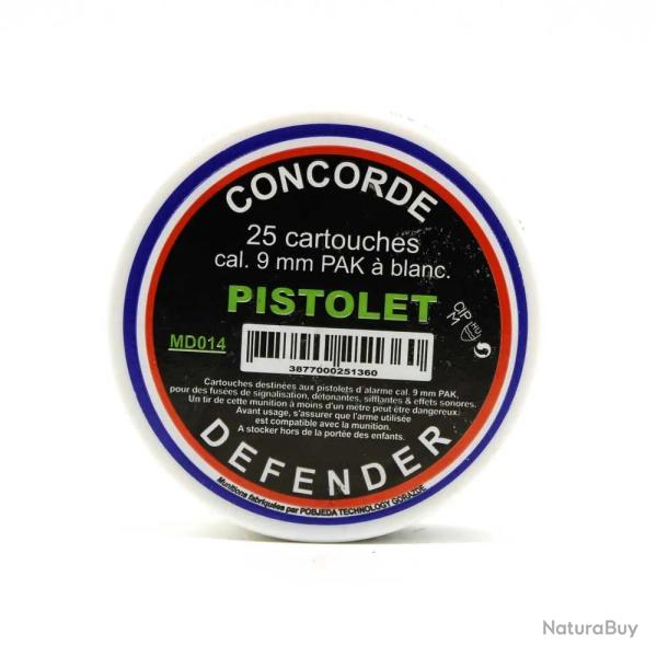 Bo�te de 25 cartouches � blanc pistolets d'alarme calibre 9mm PAK