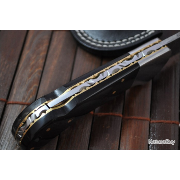 Couteau pliant Damas sur mesure - Lock Back (Cran d'arrt) (3)