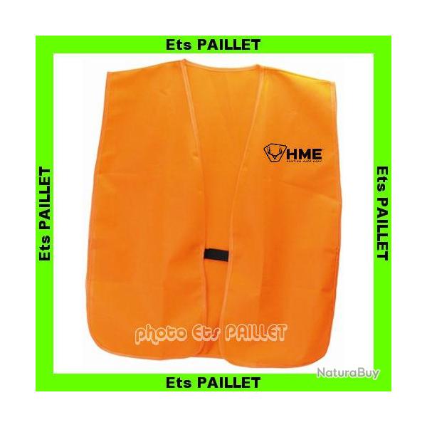 Gilet de signalisation et s�curit� ORANGE FLUO. Indispensable pour chasseur, traqueur, promeneur ...