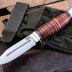 Couteau Bark River Gladstone Hunter Lame Acier CPM-154 Manche Cuir Etui Cuir Made In USA BA99256SL
