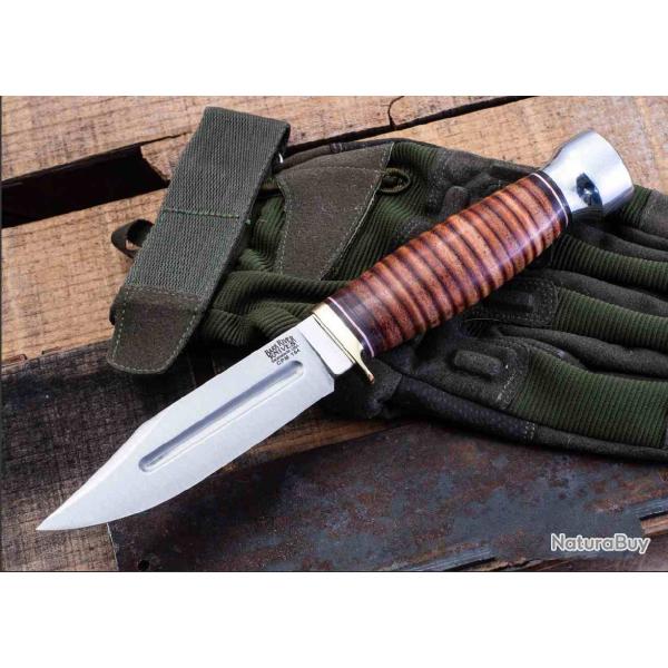 Couteau Bark River Gladstone Hunter Lame Acier CPM-154 Manche Cuir Etui Cuir Made In USA BA99256SL