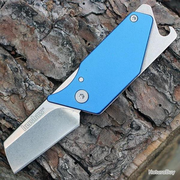 Lot de 2 Couteau Kershaw Pub Blue Lame Acier 8Cr13MoV Manche Alu Ouvre Bouteilles KS4036BLU
