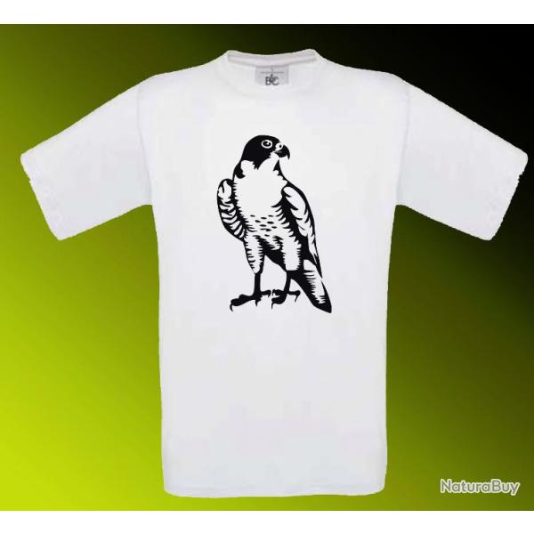 Tee-shirt Blanc, Beige ou Noir avec impression Faucon