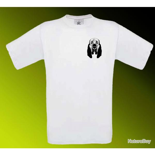 Tee-shirt Blanc, Beige ou Noir avec impression chien St Hubert