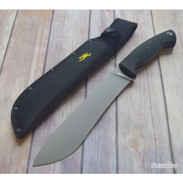 Couteau Browning Bush Craft Camp Lame Acier 440C Manche Polymre Etui Nylon BR0259