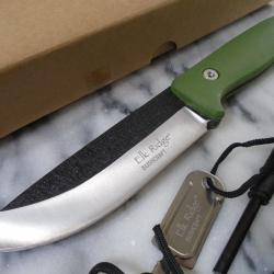 Couteau Elk Ridge Bushcraft Survie Acier 440 Manche FRN Green Etui Affuteur Fire Starter ER555GN