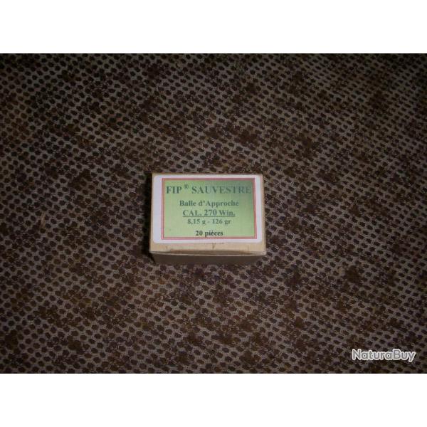 boite de 20 balles SAUVESTRE FIP APPROCHE .270  8,15g/126grs pour le chargement de cartouches