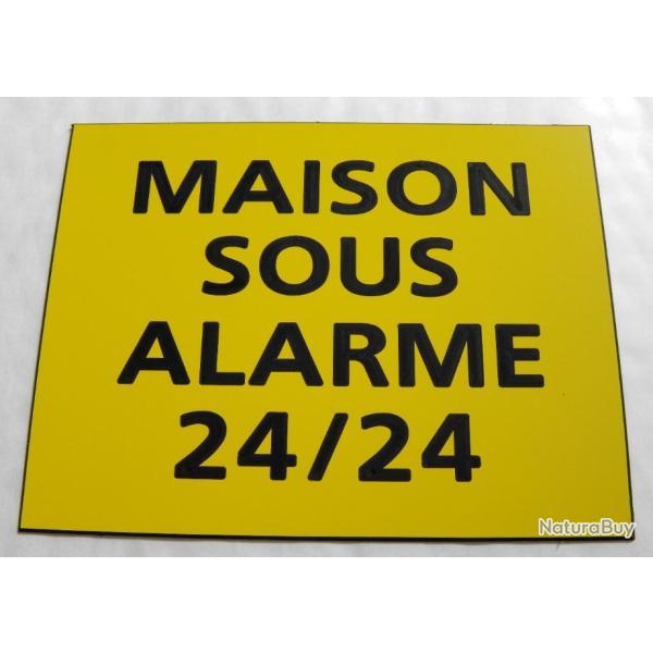 Pancarte adhsive "MAISON SOUS ALARME 24/24" format 150 x 115 mm fond JAUNE