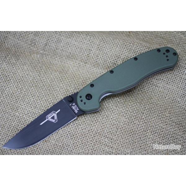 Couteau Ontario RAT-1 Acier AUS-8 Black Manche Fibre de Nylon OD green Linerlock ON8846OD