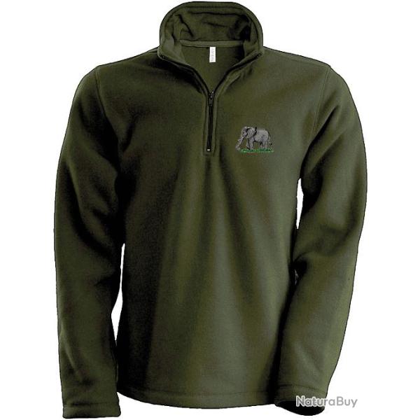 Sweat Polaire kaki avec broderie El�phant