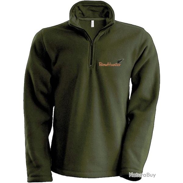 Sweat Polaire kaki avec broderie Bowhunter et lame