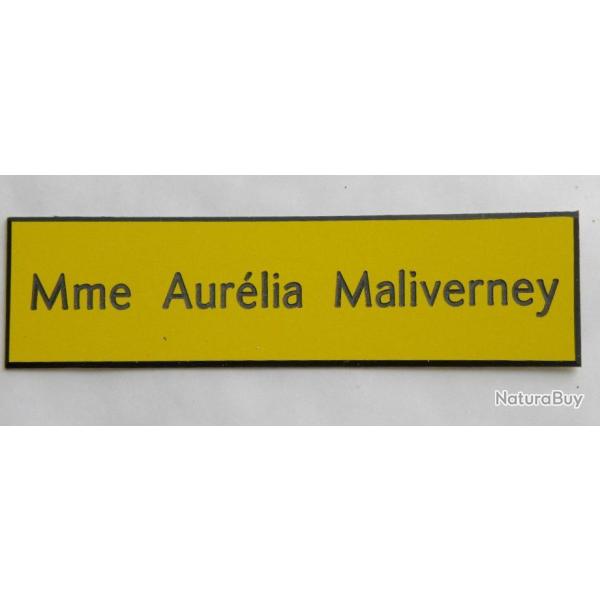 Plaque de boite aux lettre 1 ligne  format 25 x 100 mm personnalisable fond JAUNE