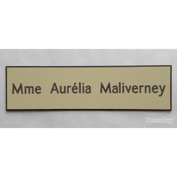 Plaque de boite aux lettre 1 ligne  format 25 x 100 mm personnalisable fond IVOIRE