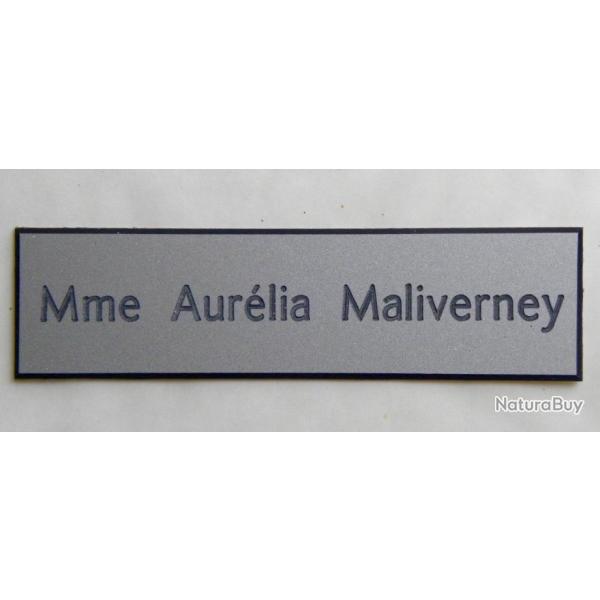 Plaque de boite aux lettre 1 ligne  format 25 x 100 mm personnalisable fond ARGENT