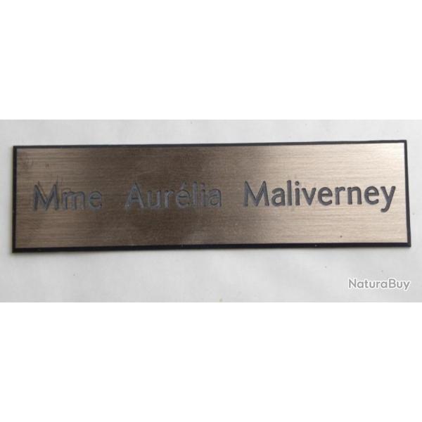 Plaque de boite aux lettre 1 ligne  format 25 x 100 mm personnalisable fond CUIVRE