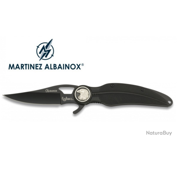 Couteau indien Pliant plume noir / t�te d' aigle Lame de 8.5 cm