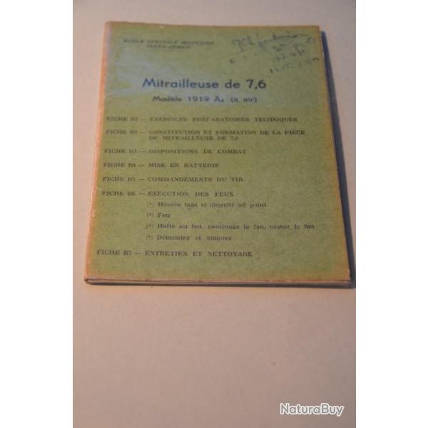 livret sur le mitrailleuse browning de 7.6 de 1919 a air
