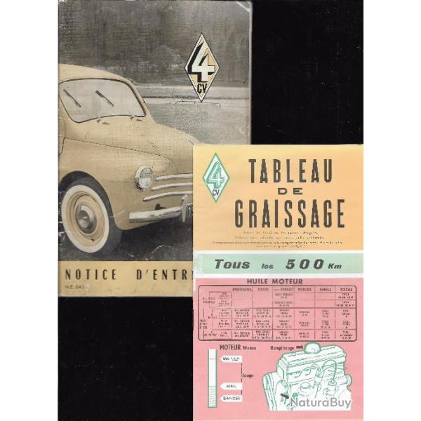 notice d'entretien ( carnet de bord ) renault 4 cv 1959 , n.e. 843 type r.1062