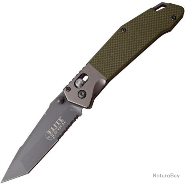 Couteau Elite Tactical Rapid Lock Green Tanto Serr Acier 8Cr13Mov Manche G-10 ELT1027GN