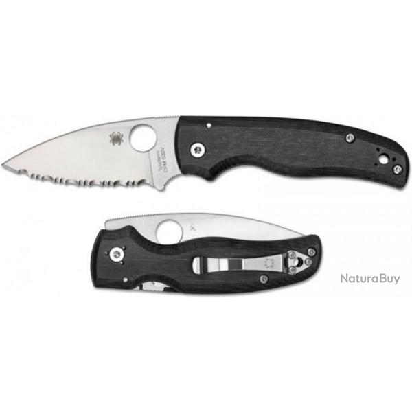 Couteau Spyderco Shaman Serrated Lame Acier CPM-S30V Manche G-10 Made USA SC229GS
