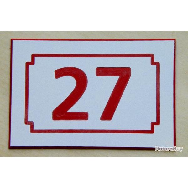 pancarte num�ro de rue personnalis�e plaque pvc format 100 x 150 mm fond BLANC TEXTE ROUGE