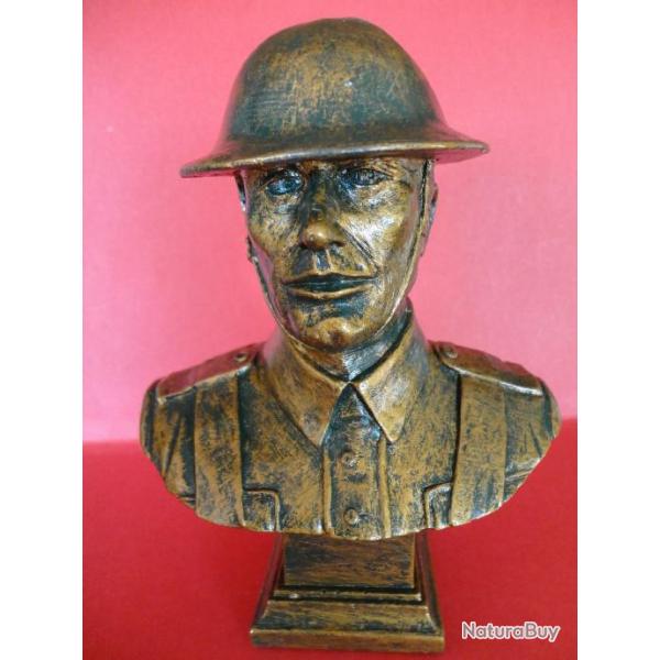 Buste soldat anglais 14/18 , Bronze